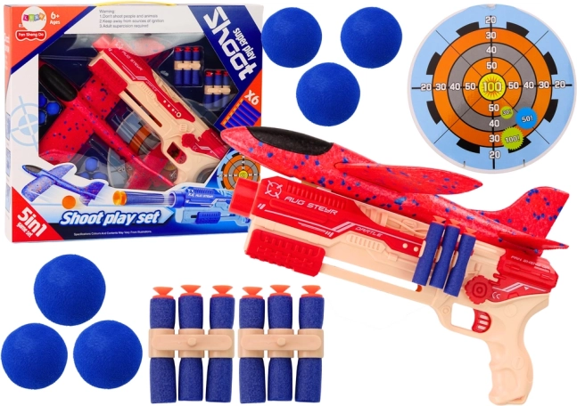 Pianowy wyrzutnik kulek Aircraft Shield Set 5w1