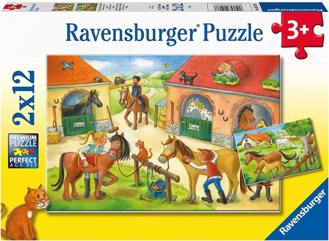 Ravensburger puzzle Wakacje na farmie z końmi 2×12 elementów
