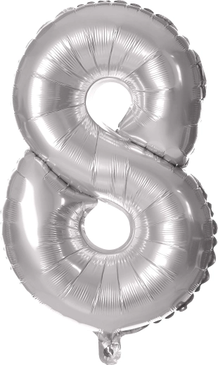 Balon foliowy cyfra 8 srebrny 30 cm TORO
