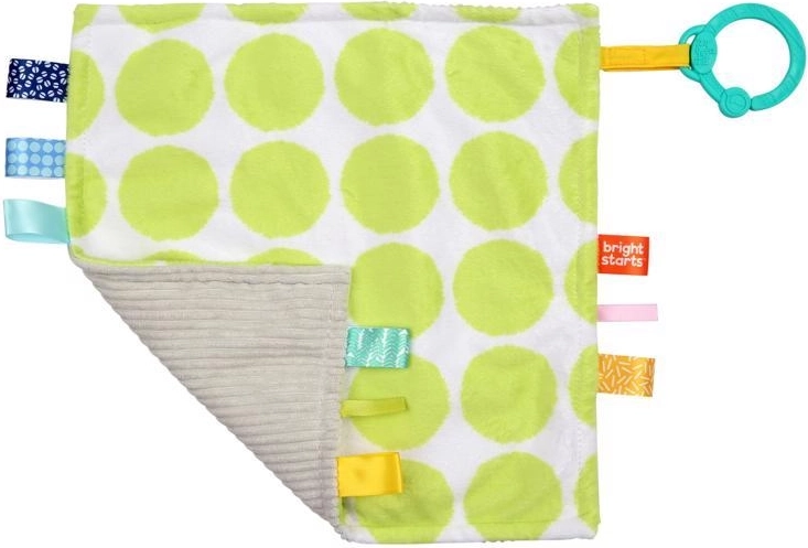 Przytulny kocyk z pierścieniem C Little Taggies, zielone kropki – Bright Starts