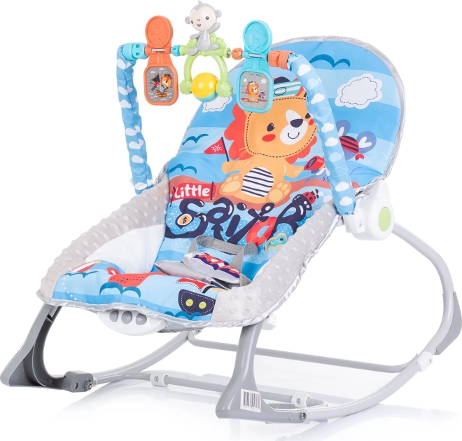 Niemowlęcy leżaczek wibracyjny 2w1 Baby Spa – Niebieska