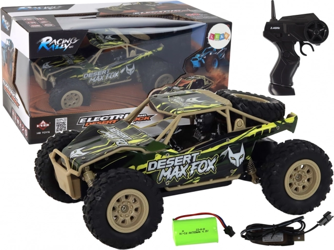 Zdalnie sterowany samochód terenowy R/C 1:24 brązowo-zielony