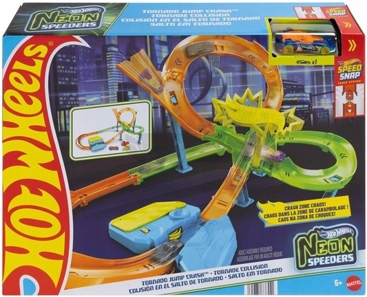 Hot Wheels neonowy tor wyścigowy Tornado Jump Crush Neon Speeders