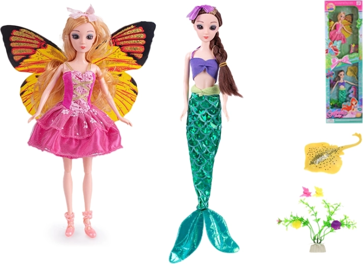 Zestaw lalek wróżka i syrena 29 cm z akcesoriami