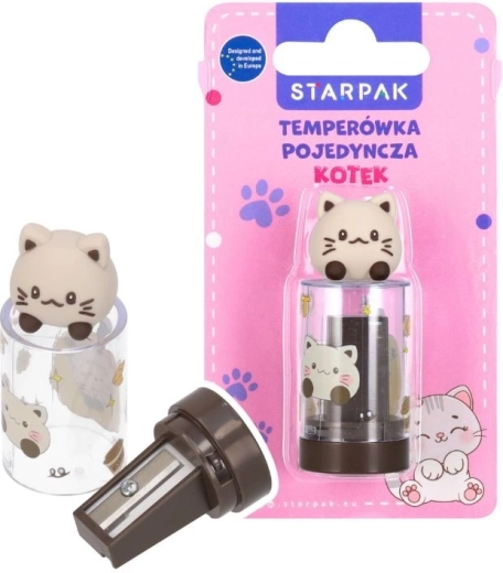 Temperówka kot z pojemnikiem i gumką - 1 szt.