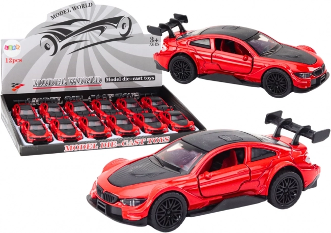 Metalowy sportowy samochodzik 1:32 z napędem frykcyjnym – czerwony