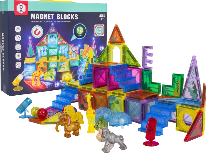 Magnetyczna konstrukcyjna zabawka 3D ZOO, 64 elementy