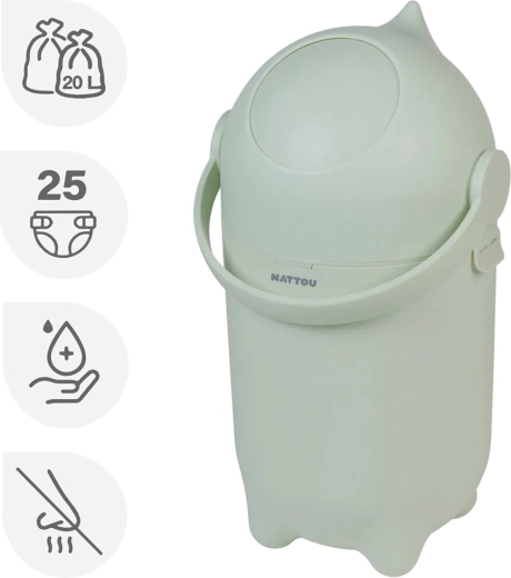 Nattou kosz na pieluchy Dropy green 20 l