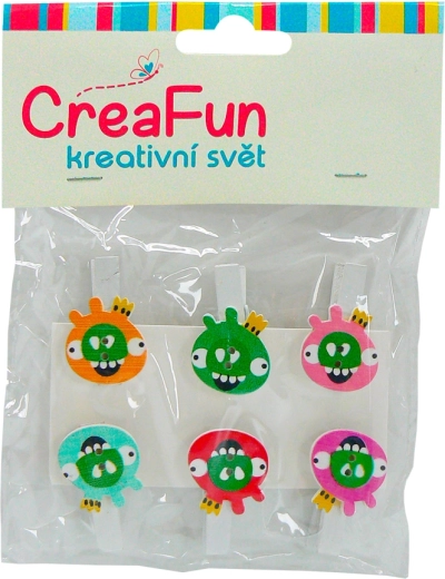 Kolorowe klamerki w kształcie ptaszka, 6 szt.