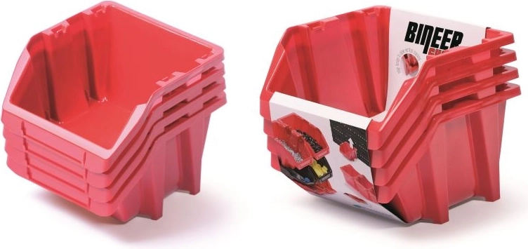 Zestaw pojemników Bineer Short, 4 szt., 272 × 238 × 236 mm, czerwony