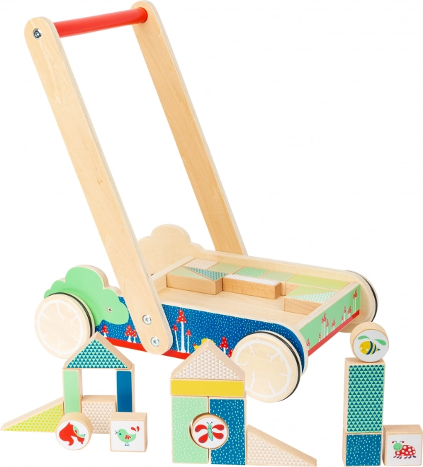 Drewniany pchacz z klockami SMALL FOOT Move it!