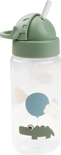 Done by Deer butelka ze słomką Happy clouds zielona 350 ml