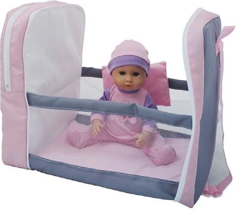 Lalka z plecakiem i łóżeczkiem Bambolina