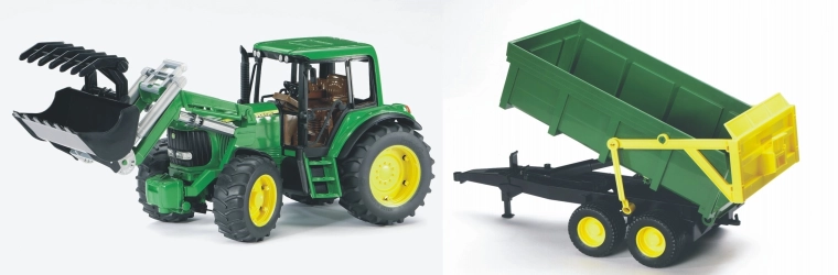 Traktor Bruder John Deere 6920 z ładowaczem i przyczepą
