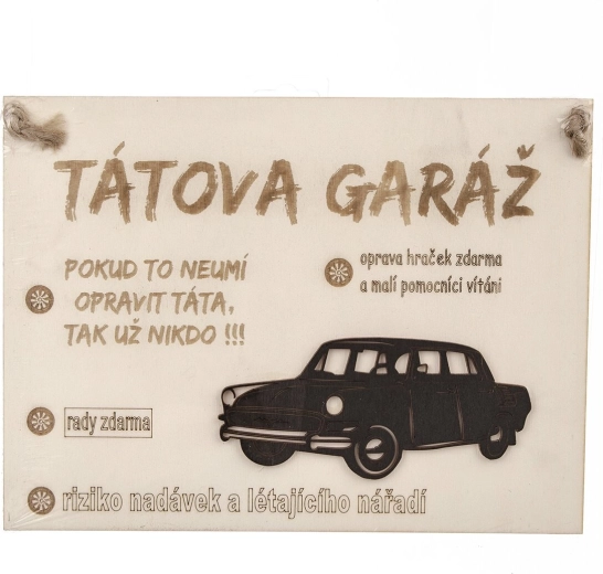 Drewniana tabliczka „Garaż Taty” 28 × 21 cm