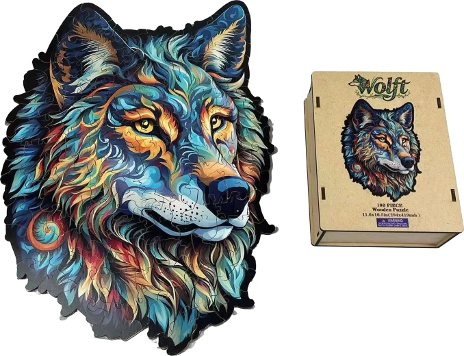 Drewniane puzzle wilk