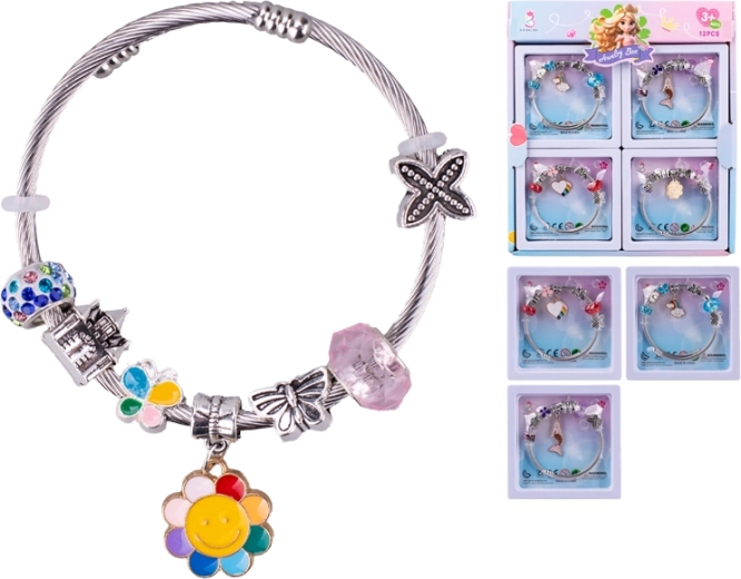 Dziecięca bransoletka z medalionem – serduszko, syrenka, słoneczko, chmurka