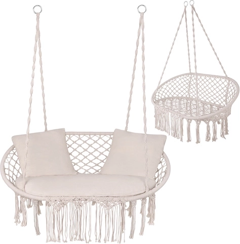Wisząca huśtawka bocianie gniazdo dla dwojga kremowa GARDLOV