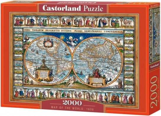 Puzzle 2000 elementów Mapa świata 1639
