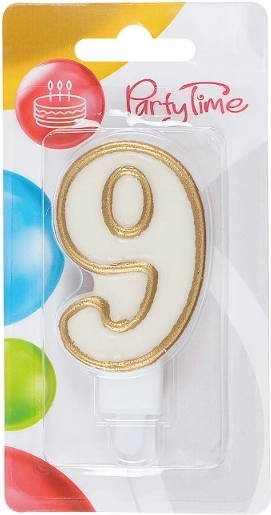 Złota urodzinowa świeczka cyfra 9