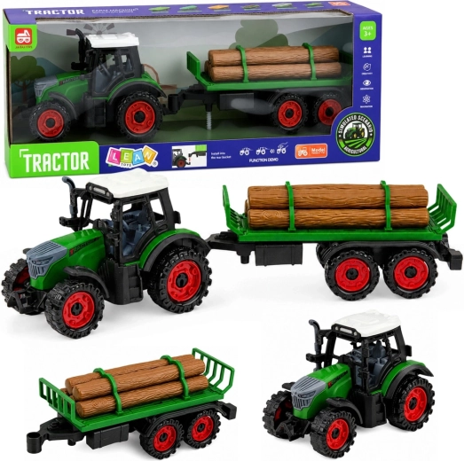 Dziecięcy traktor farmerski z przyczepą do drewna z napędem bezwładnościowym 35 cm