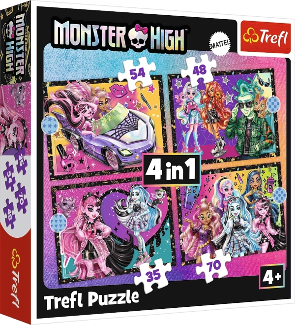 Puzzle 4w1 MONSTER HIGH Elektryzujący dzień