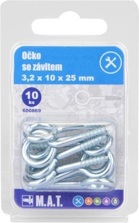 Zamknięte oczko z gwintem 25 × 10 × 3,2 mm, cynk (10 szt.)