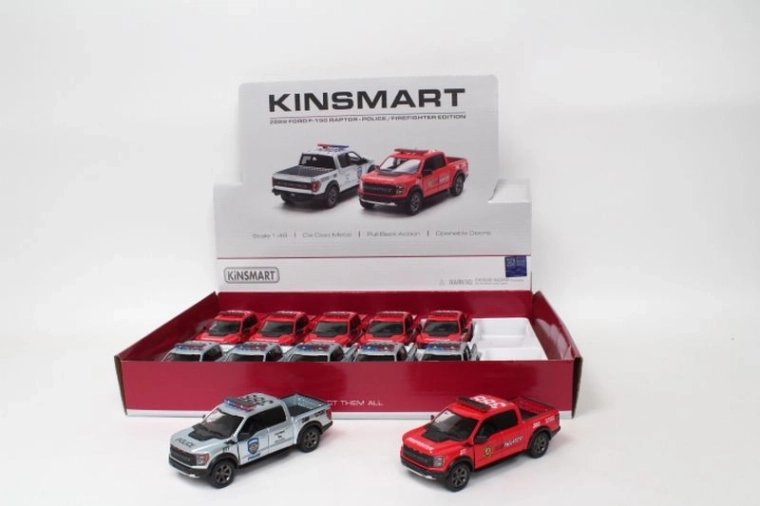 Model Ford F-150 Raptor 1:46 – policyjny/strażacki pick-up z napędem pull-back