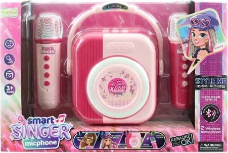 Zestaw karaoke z 2 mikrofonami Bluetooth – różowy