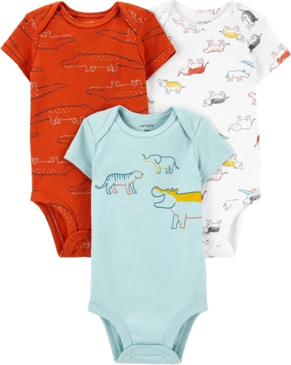 Niemowlęce body Carter’s z krótkim rękawem Dino, 3 szt., roz. 56 (NB)