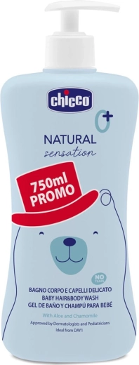 Chicco szampon do włosów i ciała Natural Sensation z aloesem i rumiankiem 750 ml