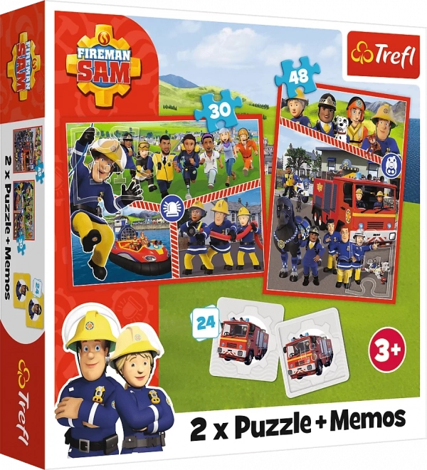 Puzzle 2w1 Strażak Sam z grą memo