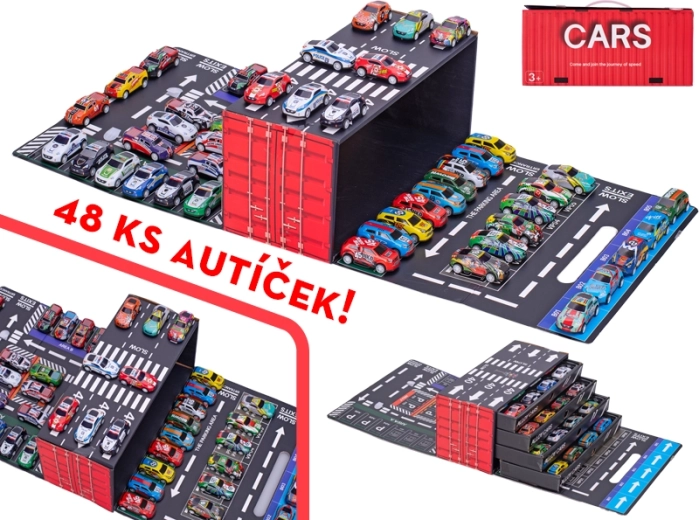 Zestaw metalowych wyścigowych autek ze zwijanym napędem, 48 szt.