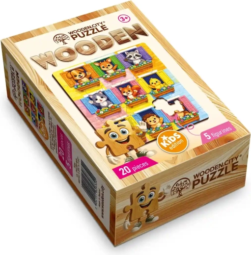 Drewniane puzzle Wooden City Zwierzątka w bajkowym domku, 20 elementów