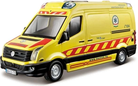 Metalowe pojazdy ratunkowe 1:50 – mix vanów (24 szt.) Bburago