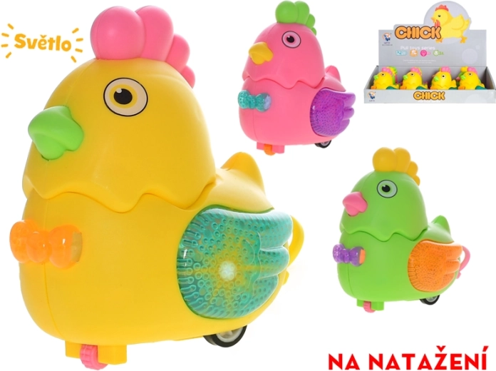 Kurczaczek 10 cm nakręcany ze światłem (mix 3 kolorów)