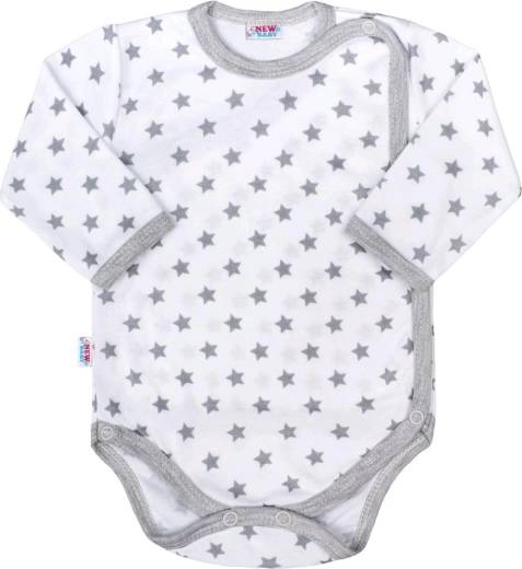 Niemowlęce body rozpinane New Baby Classic II szare w gwiazdki
