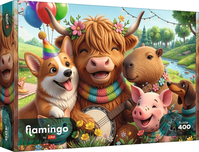 Puzzle Trefl Flamingo: urodzinowa ekipa 400 elementów