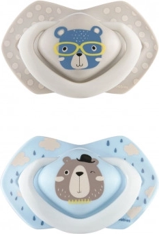 Canpol babies Zestaw symetrycznych silikonowych smoczków Light touch 18m+ BONJOUR PARIS niebieski