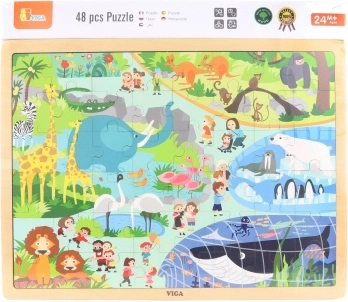 Drewniane puzzle Zoo – 48 elementów