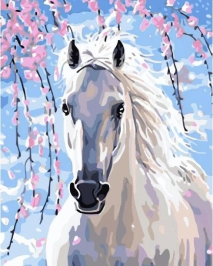 Haft diamentowy (diamond painting) biały rumak 30 × 40 cm - 1 sztuka