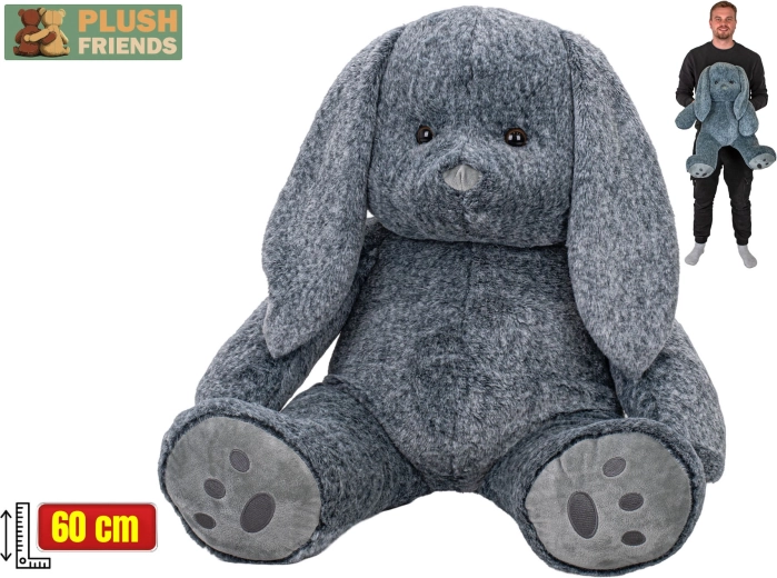 Pluszowy królik siedzący 60 cm szary Plush Friends