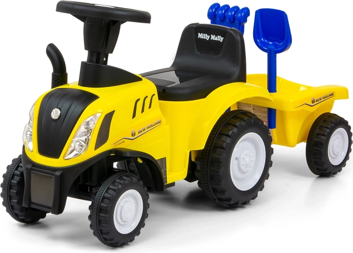 Milly Mally jeździk dziecięcy traktor New Holland T7 ze składanym przyczepką, żółty