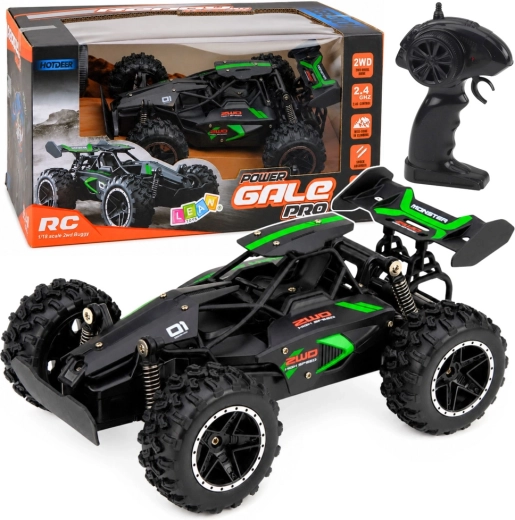 Terenowe auto RC 1:18 2,4 GHz, czarno-zielone, do 15 km/h