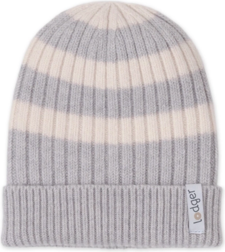 Lodger pleciona czapka merino stripe storm (6–12 miesięcy)