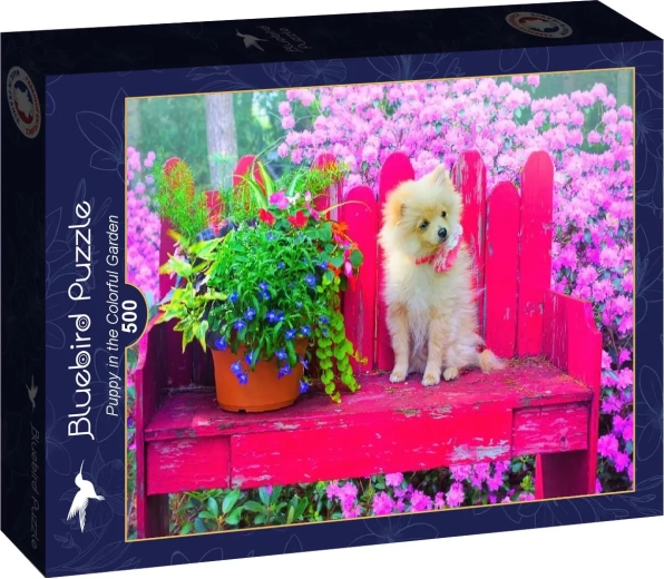 Puzzle Bluebird Szczenię w kolorowym ogrodzie 500 elementów