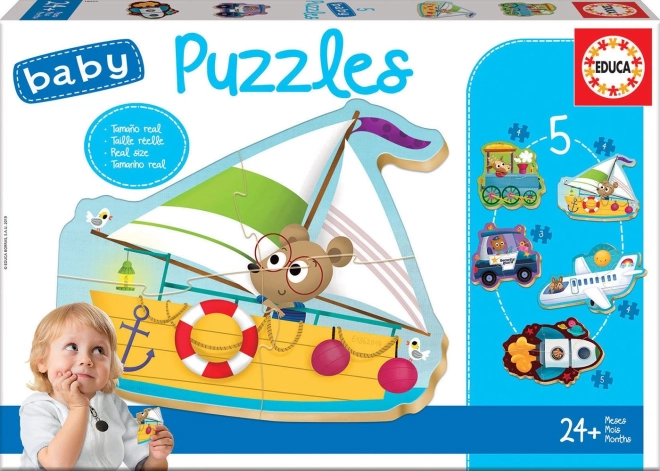 Baby puzzle Zwierzątka w pojazdach 5w1