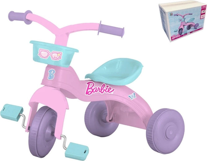 Różowy dziecięcy trójkołowiec BARBIE z przednim koszykiem