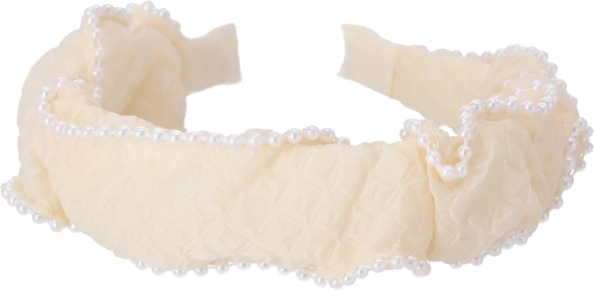 Szeroka opaska z perełkami – biała