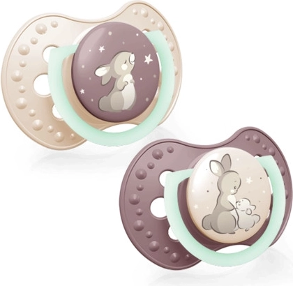 Dynamiczny silikonowy smoczek Night & Day 18m+ dla dziewczynek